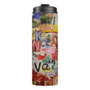 Grunge textured background design with old torn ne thermal tumbler