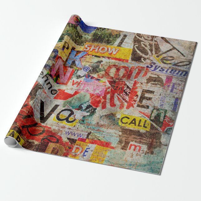 Grunge textured background design with old torn ne wrapping paper (Unrolled)
