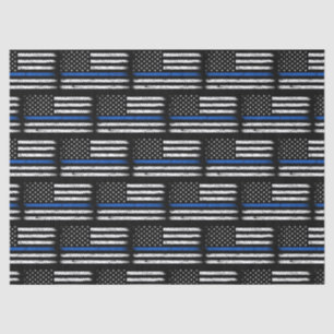 Grunge Thin Blue Line Police Officer Retirement Tissue Paper