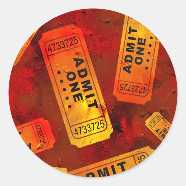 Grunge Tickets Classic Round Sticker (Front)