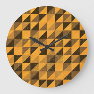 Grunge Triangle: Abstract Pattern Design Large Clock