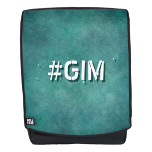 Grunge Turquoise background. Funny text. Gim Backpack