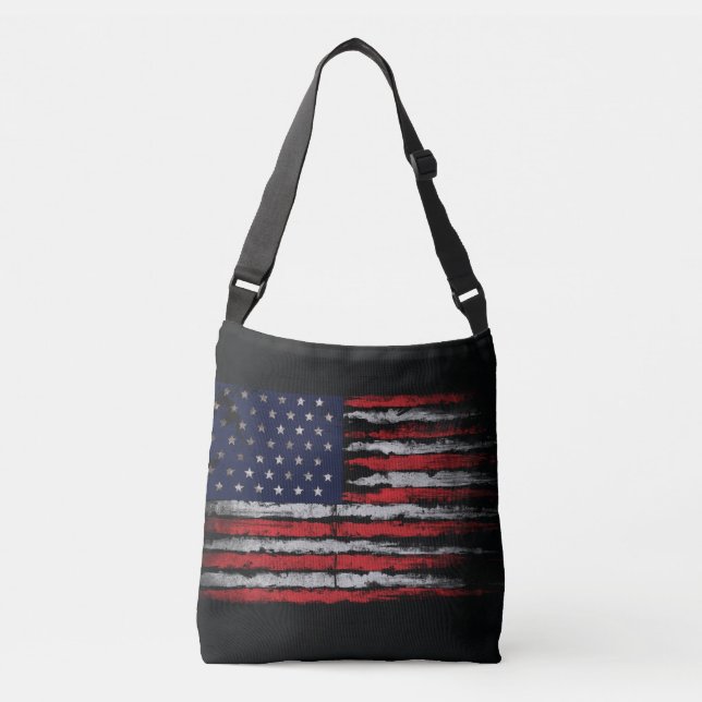 Grunge U.S.A flag Crossbody Bag (Front)