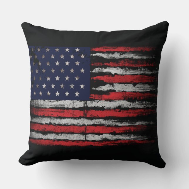 Grunge U.S.A flag Cushion (Front)