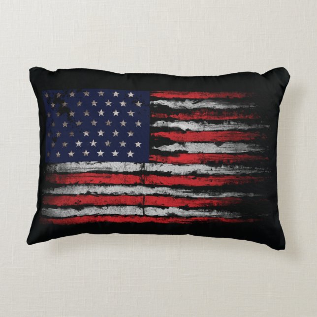 Grunge U.S.A flag Decorative Cushion (Back)