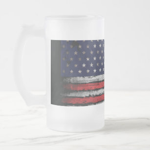 Grunge U.S.A flag Frosted Glass Beer Mug