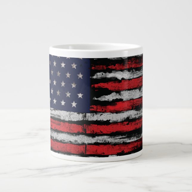 Grunge U.S.A flag Large Coffee Mug (Front)