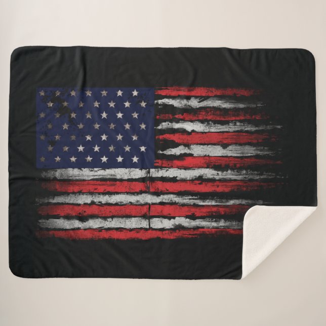 Grunge U.S.A flag Sherpa Blanket (Front (Horizontal))