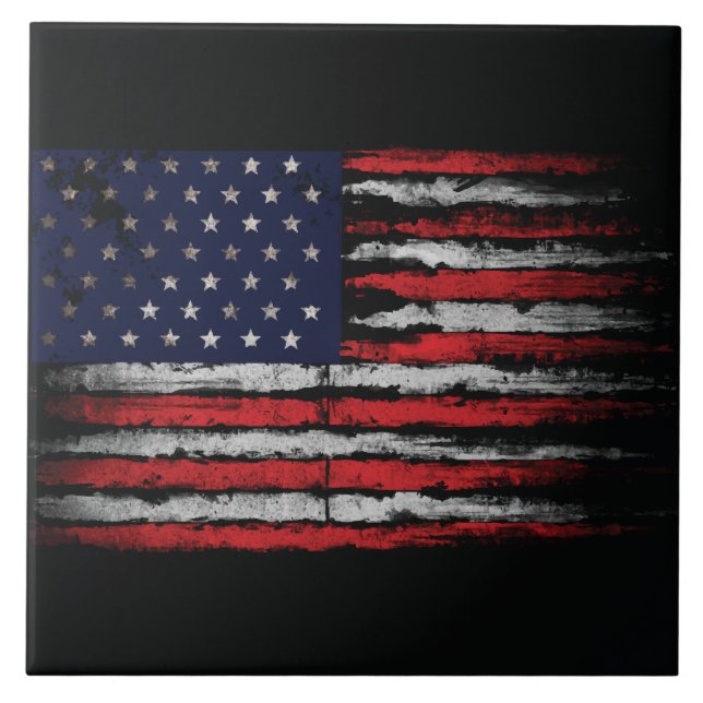 Grunge U.S.A flag Tile (Front)
