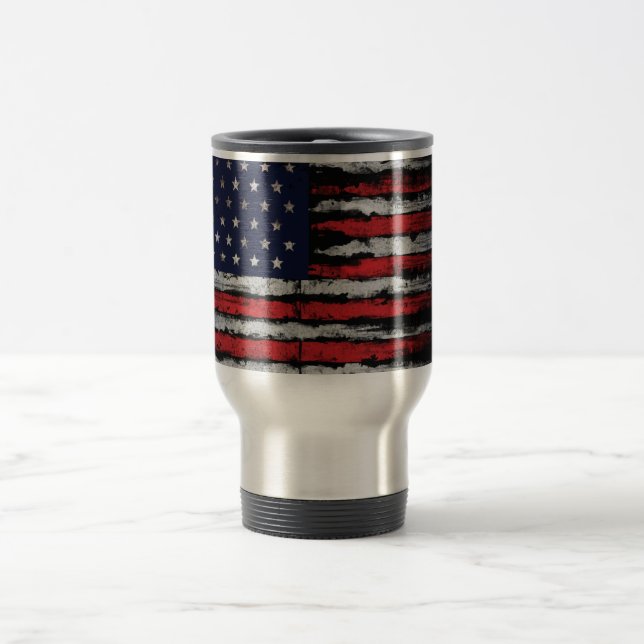 Grunge U.S.A flag Travel Mug (Center)