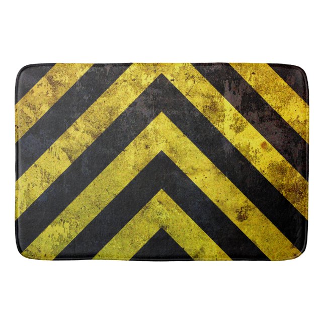 Grunge under construction stripes bath mat (Front)