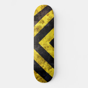 Grunge under construction stripes skateboard