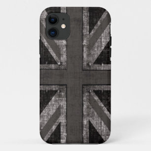 grunge union jack - black and white iPhone 11 case