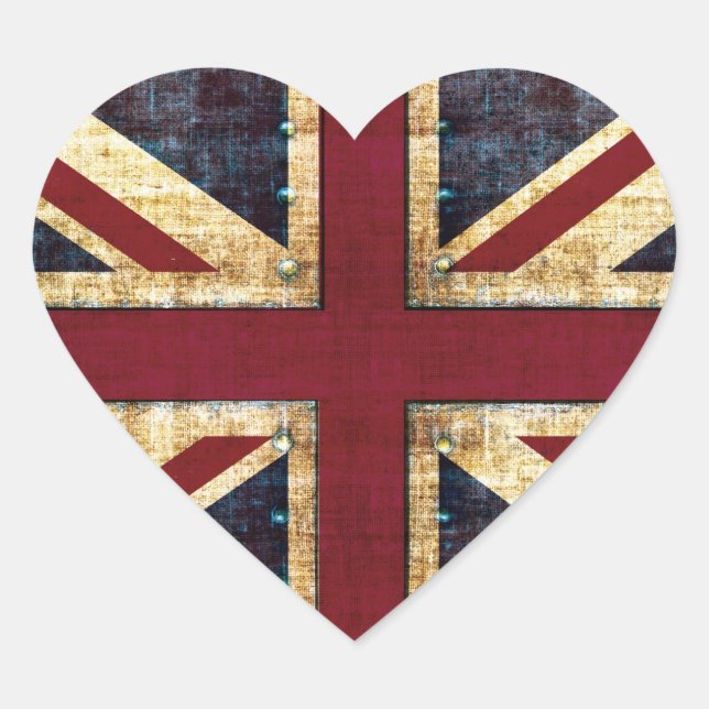 Grunge Union Jack - classic - vintage look Heart Sticker (Front)