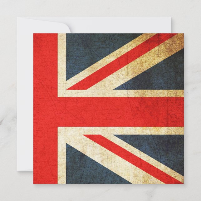 Grunge Union Jack Custom Invitation (Square) (Front)