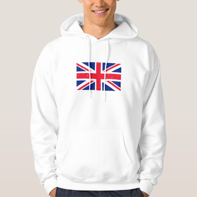 Grunge Union Jack of Great Britain Hoodie (Front)