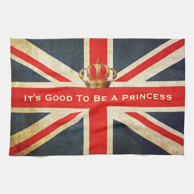 Grunge Union Jack Royal Princess Kitchen Towel (Horizontal)