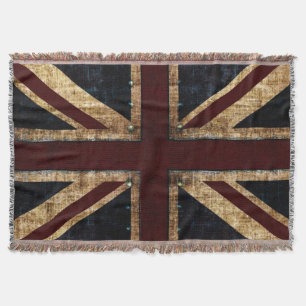 Grunge Union Jack Throw Blanket
