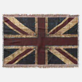 Grunge Union Jack Throw Blanket