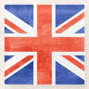 Grunge United Kingdom Flag Glass Coaster
