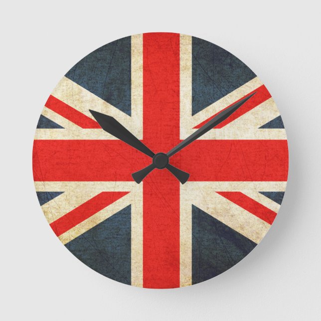 Grunge United Kingdom Flag Round Clock (Front)