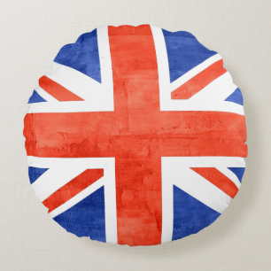 Grunge United Kingdom Flag Round Cushion