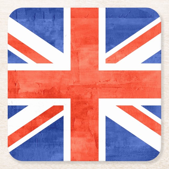Grunge United Kingdom Flag Square Paper Coaster (Front)