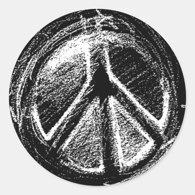 Grunge Urban Peace Sign Sketch Classic Round Sticker (Front)