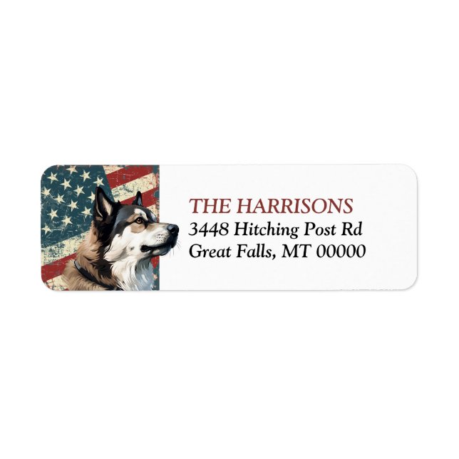 Grunge USA Flag Akita Dog Return Address (Front)