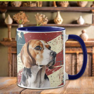 Grunge USA Flag Beagle Hound Dog Mug