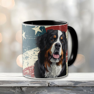 Grunge USA Flag Bernese Mountain Dog Mug