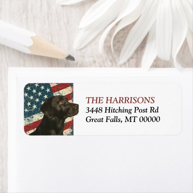 Grunge USA Flag Black Labrador Retriever Dog (Insitu)