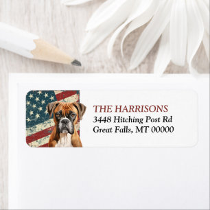 Grunge USA Flag Boxer Dog Return Address