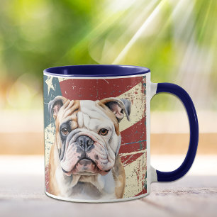 Grunge USA Flag Bulldog Mug