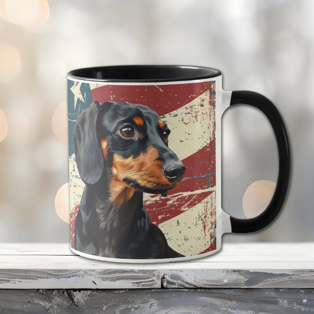 Grunge USA Flag Dachshund Dog Mug (Creator Uploaded)