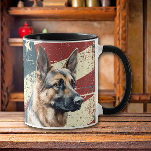 Grunge USA Flag German Shepherd Dog Mug