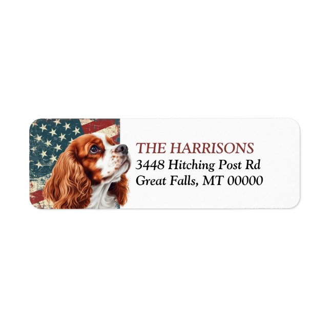 Grunge USA Flag Spaniel Return Address (Front)