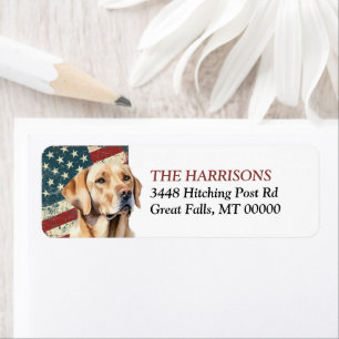Grunge USA Flag Yellow Labrador Return Address