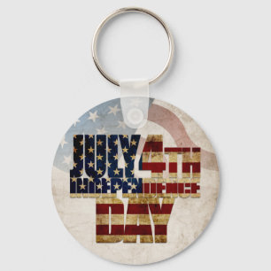 Grunge USA July 4th Independence Graphic Key Ring