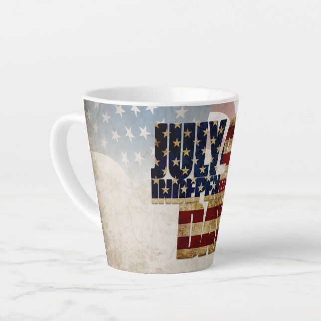 Grunge USA July 4th Independence Graphic Latte Mug (Left Angle)
