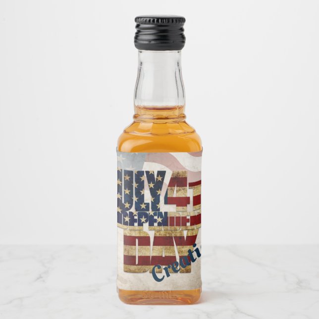 Grunge USA July 4th Independence Graphic Liquor Bottle Label (Front)