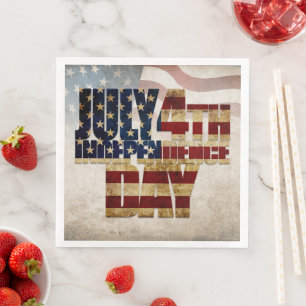 Grunge USA July 4th Independence Graphic Napkin