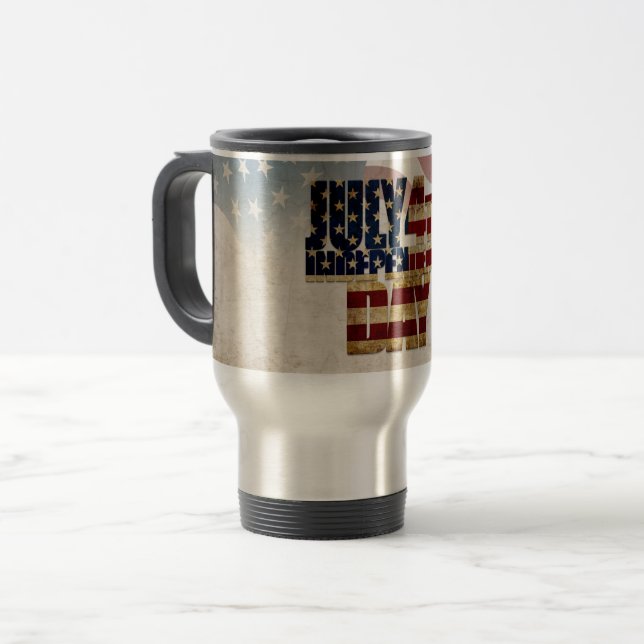Grunge USA July 4th Independence Graphic Travel Mug (Front Left)