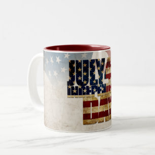 Grunge USA July 4th Independence Graphic Two-Tone Coffee Mug