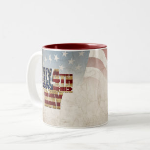 Grunge USA July 4th Independence Graphic Two-Tone Coffee Mug