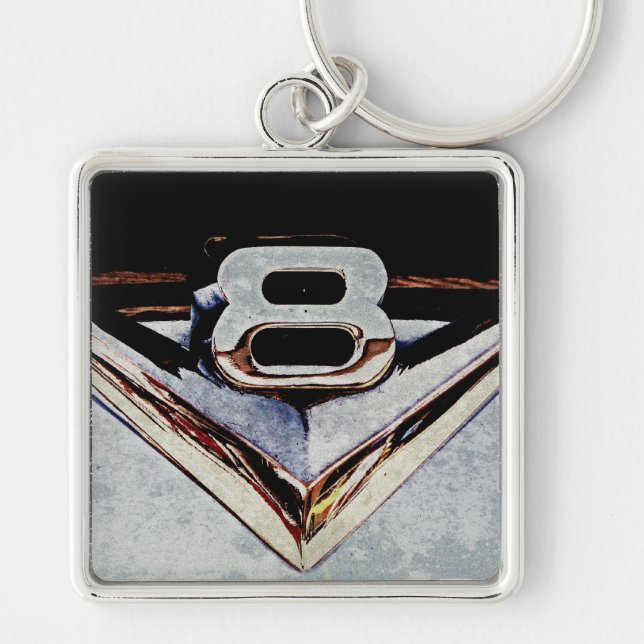 Grunge V8 Big Block Emblem Key Ring (Front)
