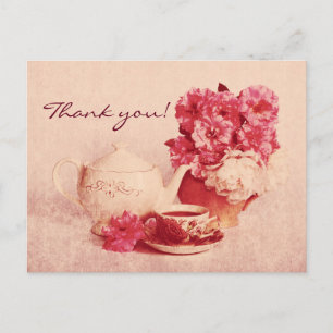 Grunge victorian vintage tea party postcard