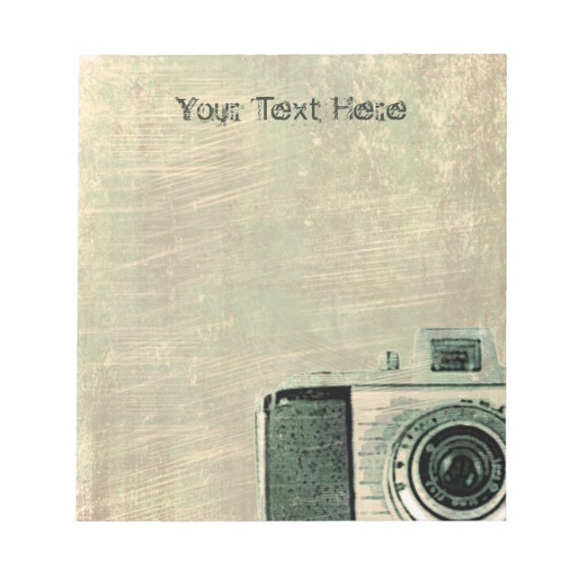 Grunge Vingtage Camera Personalised Notepad (Front)