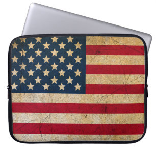 Grunge Vintage American flag USA Laptop Sleeve