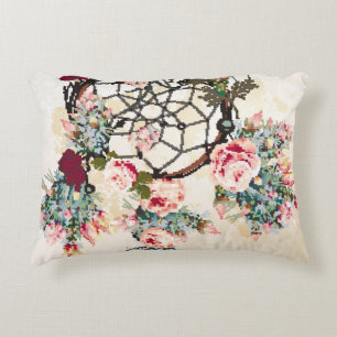 Grunge vintage bo-ho background with Indian dream- Decorative Cushion